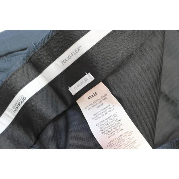 Perry Ellis Travel Luxe Dress Pants Classic Fit Blue Flat Mens 42 x 30 NWT - Picture 7 of 10